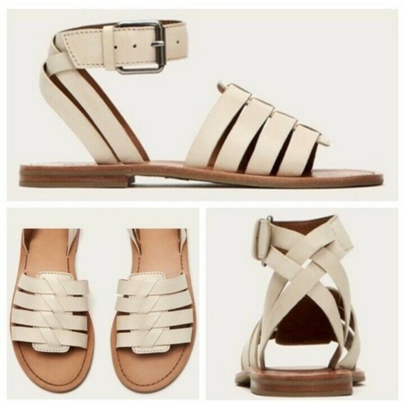 Frye Riley Huarache Leather Off White Sandals 9.5